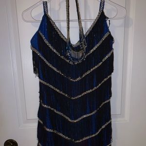 Blue and black flapper dress